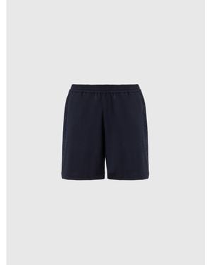 Missoni Cotton Fleece Shorts With Knit Inserts - Blue