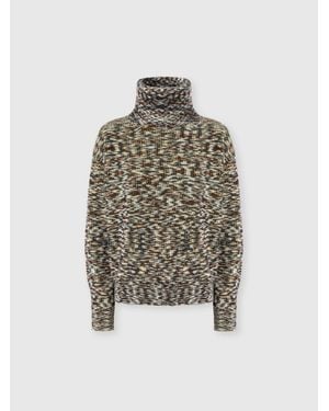Missoni Pull Col Montant En Maille Flammée, Femme, Noir & Brun, Taille - Multicolore