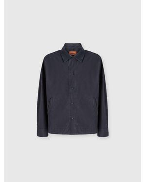 Missoni Cotton Canvas Overshirt With Zigzag Collar Detail - Blue