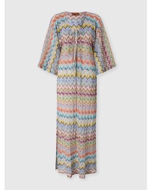 Missoni Langer Kaftan Als Cover-Up Aus Viskose-Lamé, Damen, Größe - Weiß