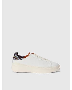 Missoni Sneakers With Zigzag Fabric Insert And Logo - Natural