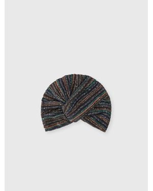 Missoni Ribbed Lamé Viscose Turban With Sequins - Black