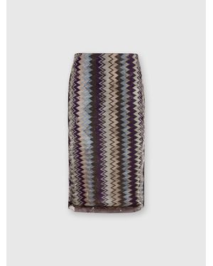 Missoni Zick-Zack-Tüll-Röhren-Midirock Mit Pailletten, Damen, Größe - Mehrfarbig
