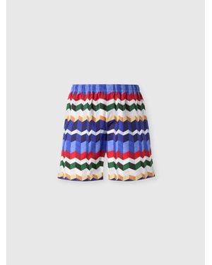 Missoni Long Swim Shorts With 3D Zigzag Print - Blue