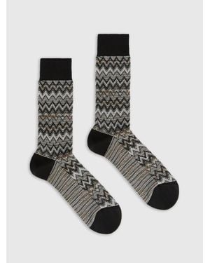 Missoni Mid-Length Socks Cotton Blend Zig Zag And Lines - Blue