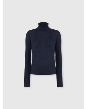 Missoni High-Neck Sweater With Chevron Pattern And Lamé Filaments - Blue