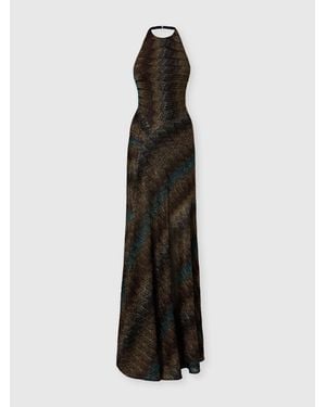 Missoni Snake-Pattern Viscose Lamé Gown With Halter Neck - White