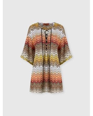 Missoni Kurzer Kaftan Aus Viskose-Lamé, Damen, Größe - Weiß