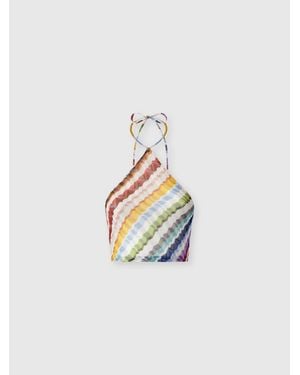 Missoni Zig Zag Tulle Halterneck Top - White