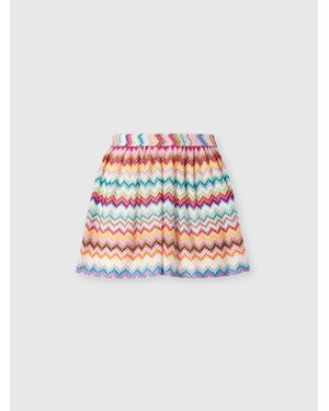 Missoni Viscose Lamé Shorts With Pixelated Zigzag Motif - White