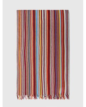 Missoni 100% Cotton Striped Pattern Scarf - Red