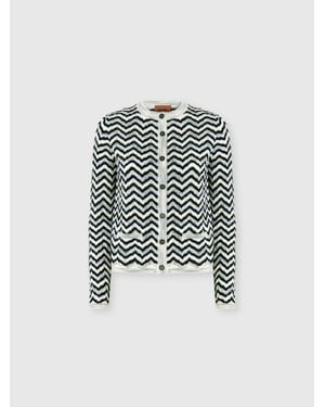 Missoni Wave Motif Wool And Viscose Cardigan - White