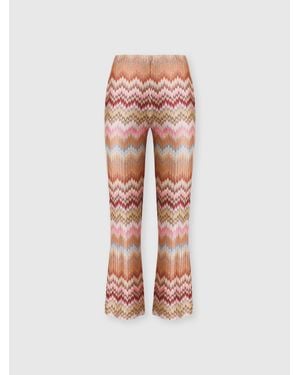 Missoni Snake-Pattern Chevron Viscose Flared Trousers, & Rust - Pink