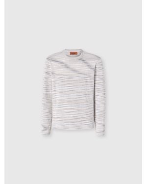 Missoni Ribbed Crew-Neck Flamed Cotton Pullover - White