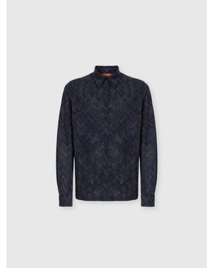 Missoni Striped Wool And Viscose Knit Shirt - Blue