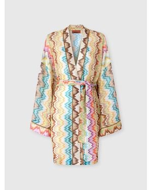 Missoni Cover-Up With Adjustable Belt And Zig Zag Print - White