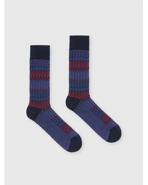Missoni Chaussettes En Coton Mélangé À Chevrons, Homme, Taille - Bleu