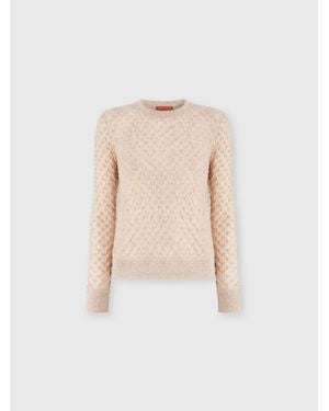 Missoni Cashmere Crewneck Jumper With Lace Pattern - Natural