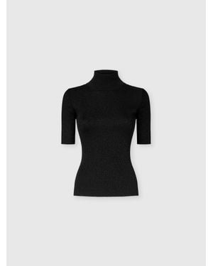 Missoni Maglia A Costine Con Collo Alto E Maniche Corte, Donna, Taglia - Nero