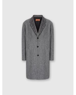 Missoni Wool Cloth Coat With Chevron Pattern - Gray