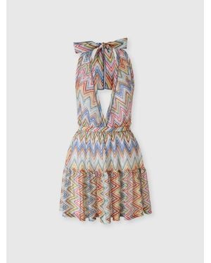 Missoni Minikleid Als Cover-Up Aus Tüll Mit Zig Zag-Muster, Damen, Größe - Weiß