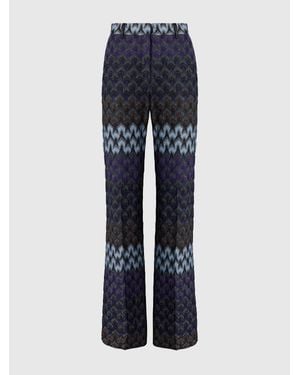 Missoni Straight-Leg Viscose Lamé Trousers With Lace Motif - Blue