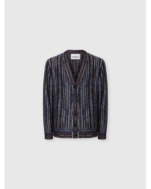 Missoni Wool And Viscose Cardigan With Side Pockets, & Multicoloured - Blue