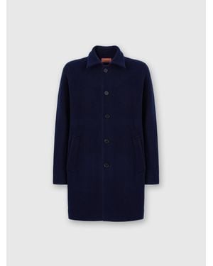 Missoni Double Knit Coat With Zigzag Pattern - Blue