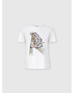 Missoni Short Sleeve T-Shirt With Print And Logo - White