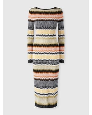 Missoni Long Crew Neck Dress With Chevron Pattern - White