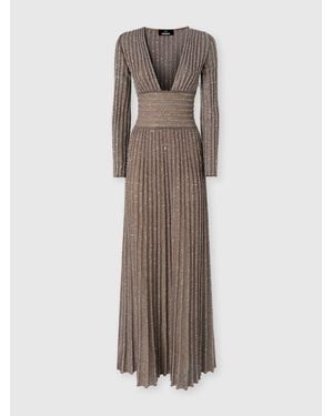 Missoni Long Dress With Deep Neckline And Sequins - Natural