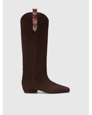 Missoni Suede Boots With Lace Detail - Brown