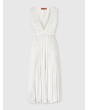 Missoni Midi Mixed Viscose Lamé Dress With Sequins - White