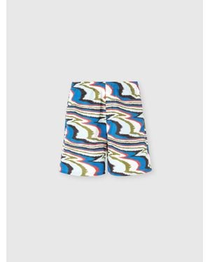Missoni Long Swim Shorts With Irregular Zigzag Print - Blue