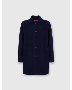 Missoni Double Knit Coat With Zigzag Pattern - Blue