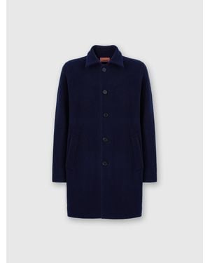 Missoni Double Knit Coat With Zigzag Pattern - Blue