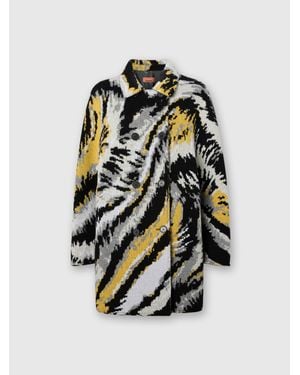 Missoni Double-Breasted Caban With Tiger Pattern - White