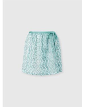 Missoni Zigzag Mesh Pareo Mini Skirt With Sequins - Blue