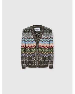 Missoni Cotton And Viscose Chevron Cardigan With Greek Motif - Multicolour
