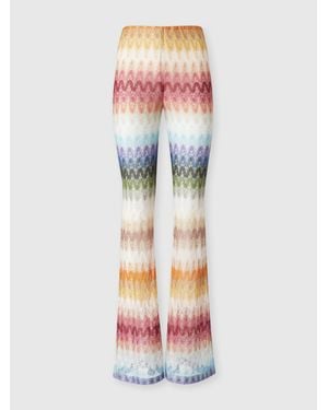 Missoni Flare Viscose Trousers With Dégradé Lace Motif - White