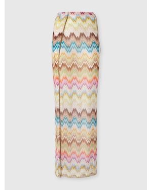 Missoni Long Pareo Skirt With Irregular Zig Zag Print - Multicolour