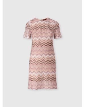 Missoni Short-Sleeve Viscose Mini Dress, & Multicoloured - Pink