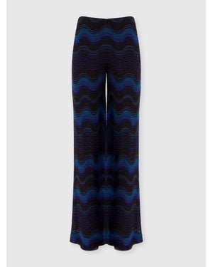 Missoni Pantalón Palazzo Con Motivo Ondulado, Damen, Gelb & Braun, Größe - Blau