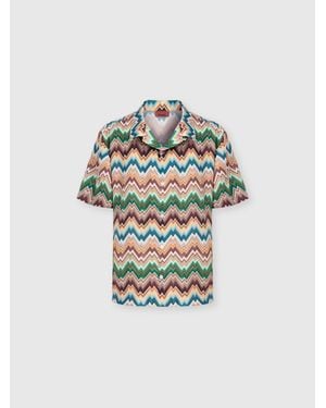 Missoni Bowling Shirt With Irregular Zig Zag Print - White