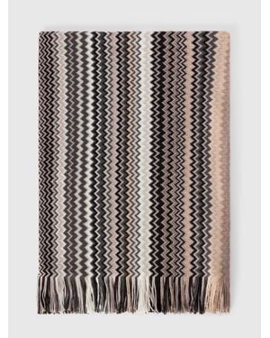 Missoni Zigzag Wool-Blend Scarf With Fringes - Black