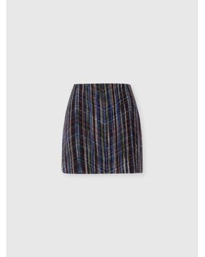Missoni Wool And Viscose Mini Skirt With Woven Motif, & Multicolored - Blue