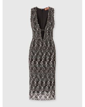 Missoni Midi Dress With V-Neck And Embroidered Lace - Multicolor