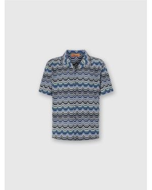 Missoni Bowling Shirt With Geometric Zigzag - Blue