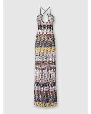 オールインワン・サロペット Missoni Degrade Embroidered Midi Dress With Halter Neckline Missoni Dégradé Midi Dress With Halter Neck | Lyst