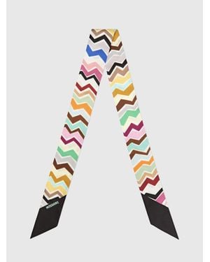 Missoni Silk Scarf With Irregular Zig Zag Pattern - White